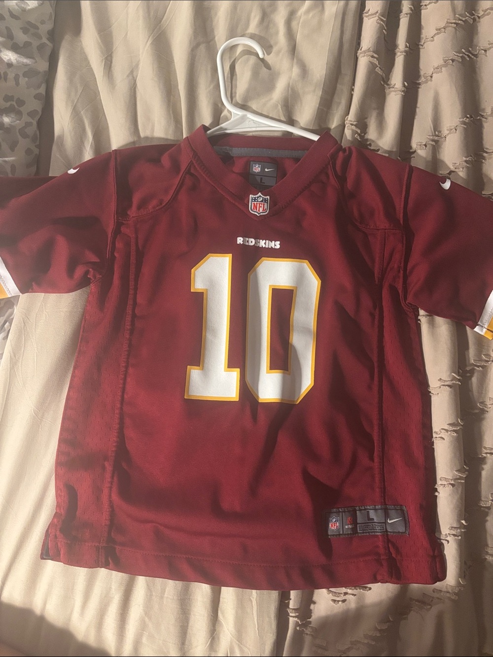 Nike Kids Maroon Football Jersey with White & Gold #10